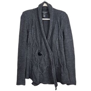 MM Couture Miss Me Charcoal Gray Ribbed Knit Buttoned Cardigan Women's Medium